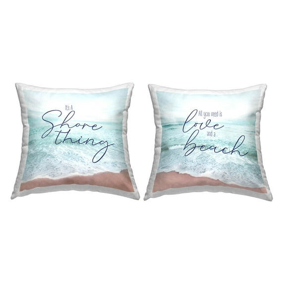 Stupell Industries Love And A Beach Coastal Phrases Printed Throw Pillow Design by Natalie Carpentieri (Set of 2)