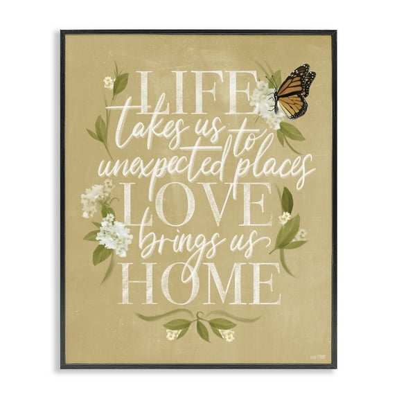 Stupell Industries Love Brings Us Home Botanical & Floral Painting Black Framed Art Print Wall Art, 11 x 14