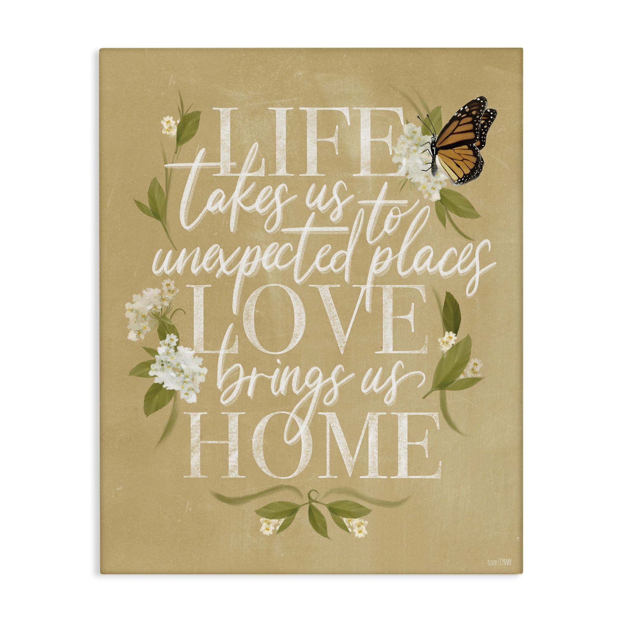 Stupell Industries Love Brings Us Home Botanical & Floral Painting Gallery Wrapped Canvas Art Print Wall Art, 24 x 30