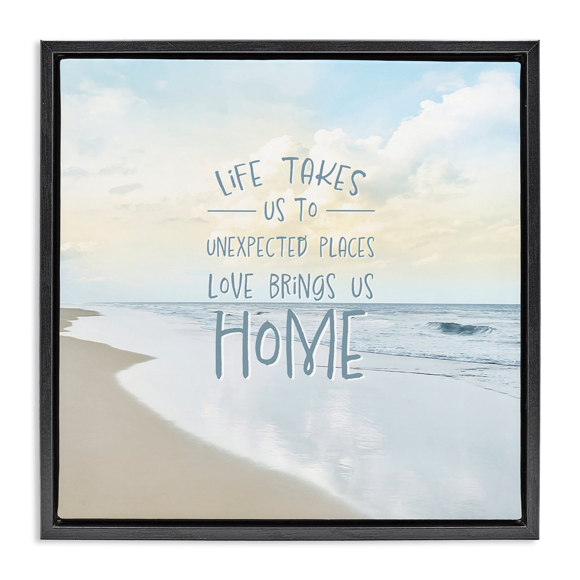 Stupell Industries Love Brings Us Home Inspiration Black Framed Floater Canvas Wall Art, design by Natalie Carpentieri