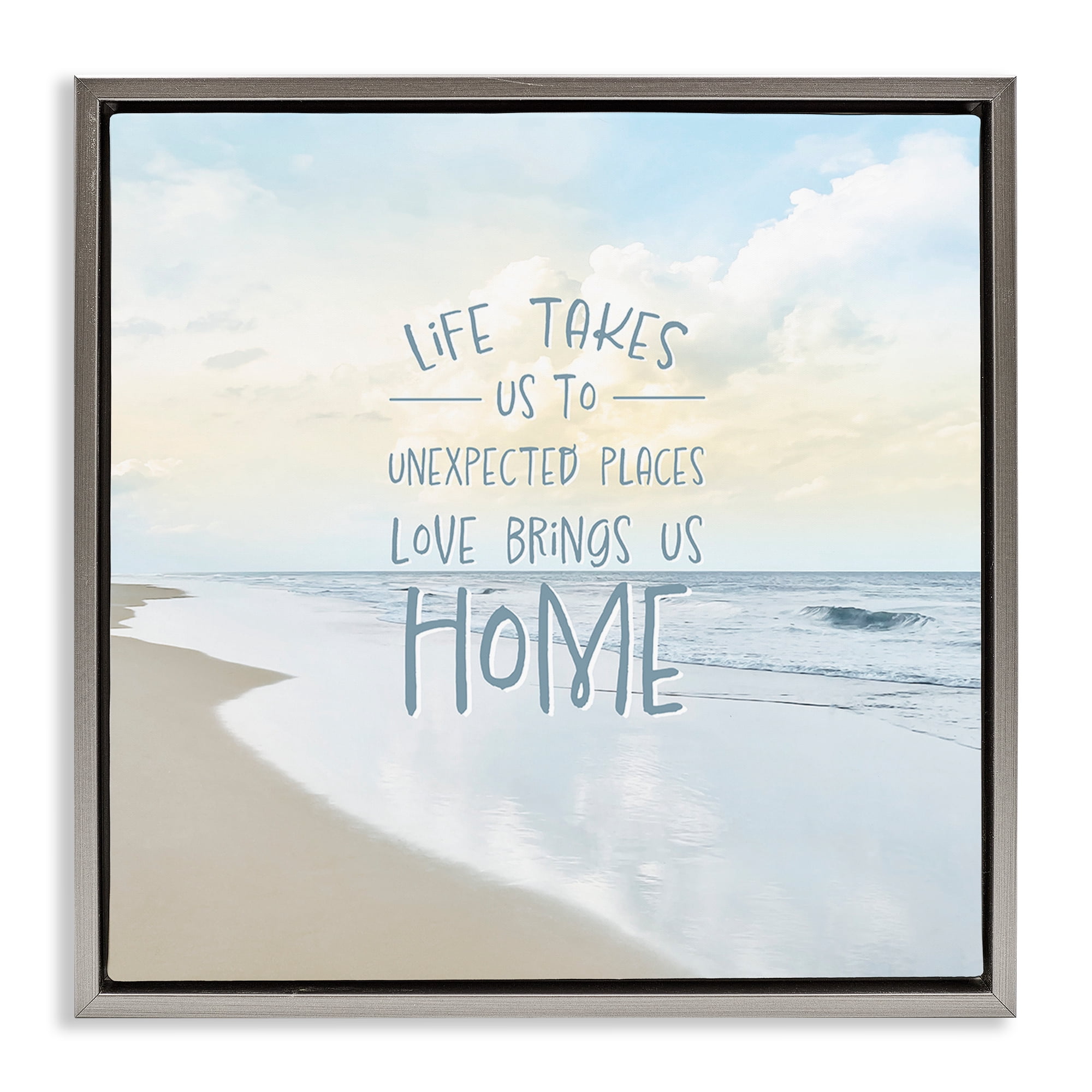 Stupell Industries Love Brings Us Home Inspiration Gray Framed Floater Canvas Wall Art, design by Natalie Carpentieri