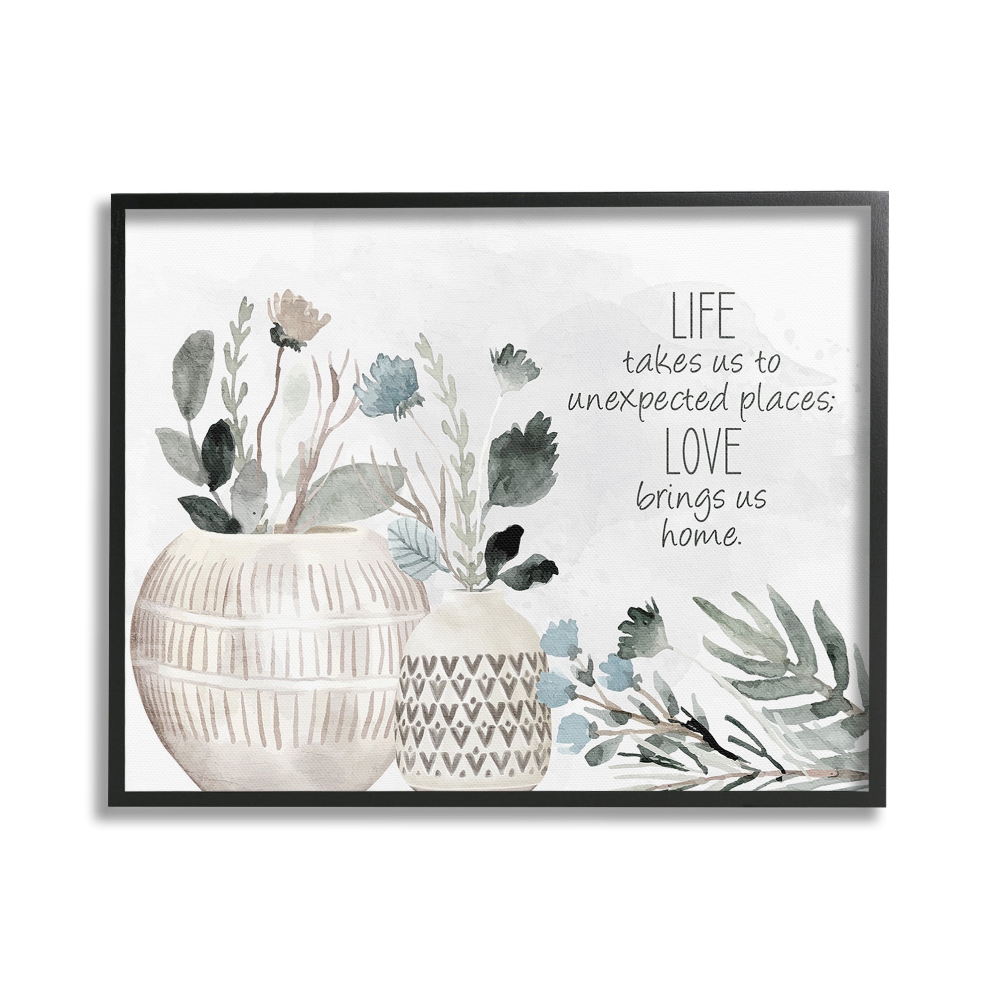 Stupell Industries Love Brings Us Home Inspirational Painting Black Framed Art Print Wall Art, 20 x 16