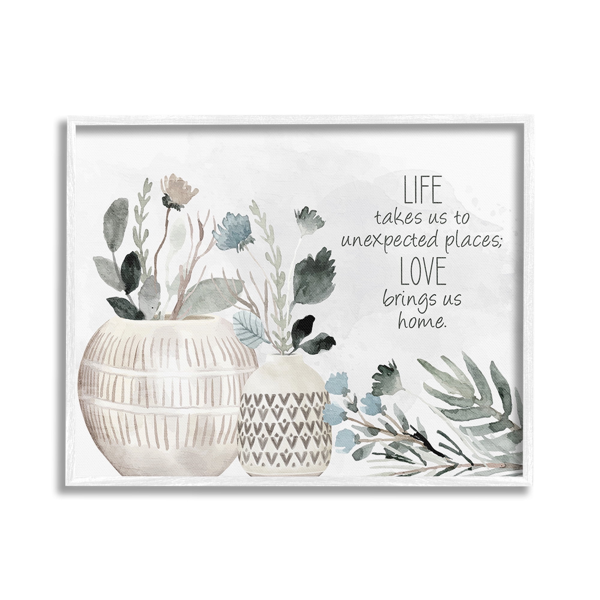 Stupell Industries Love Brings Us Home Inspirational Painting White Framed Art Print Wall Art, 30 x 24