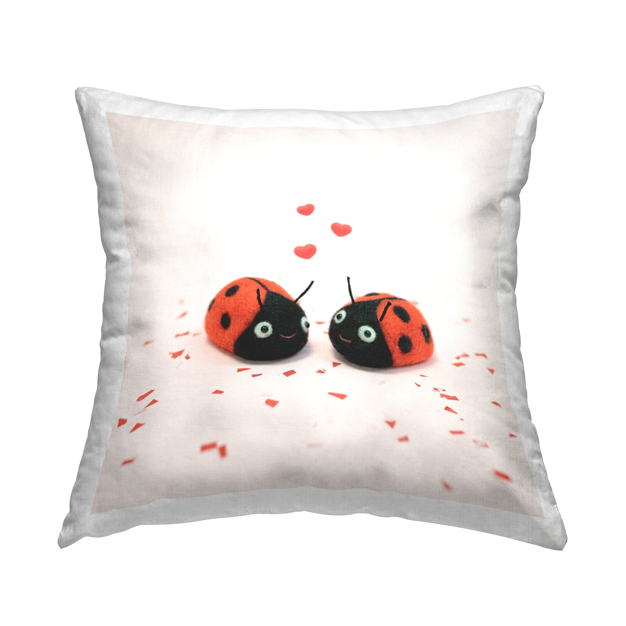 Stupell Industries Love Bugs Romantic Ladybugs Square Decorative Printed Throw Pillow, 18 x 18,