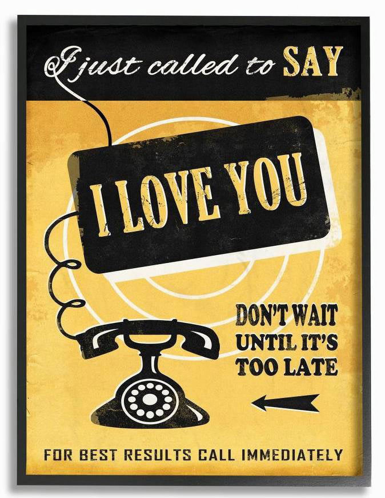 Stupell Industries Love Call Vintage Comic Book Yellow Design Framed Wall Art by Ester Kay