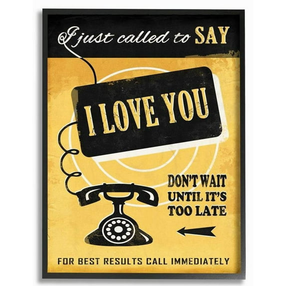 Stupell Industries Love Call Vintage Comic Book Yellow Design Framed Wall Art by Ester Kay