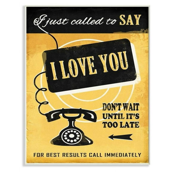 Stupell Industries Love Call Vintage Comic Book Yellow Design Wall Plaque by Ester Kay