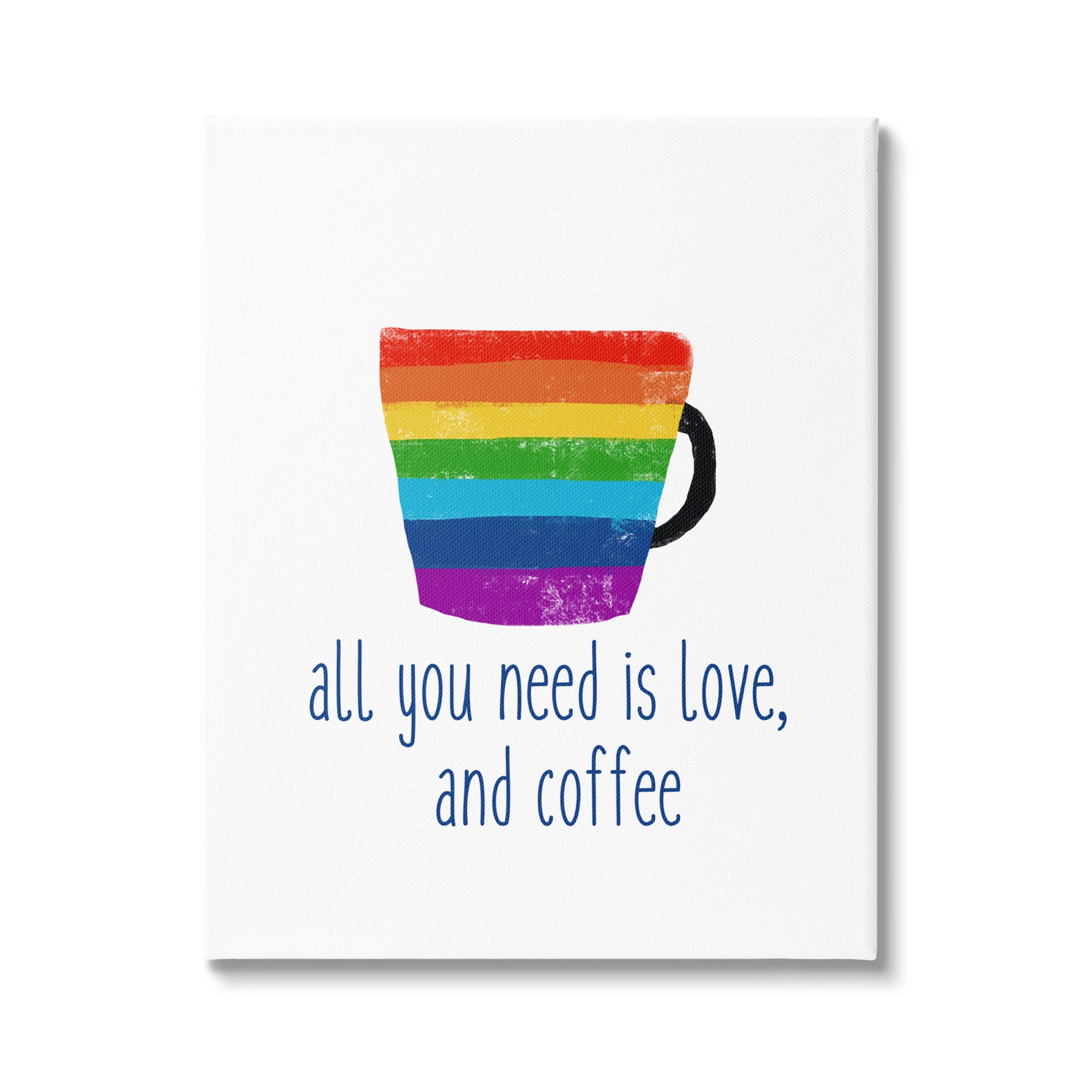 Stupell Industries Love & Coffee Rainbow Morning Latte Diner Mug Graphic Art Gallery Wrapped Canvas Print Wall Art, Design by J. Weiss