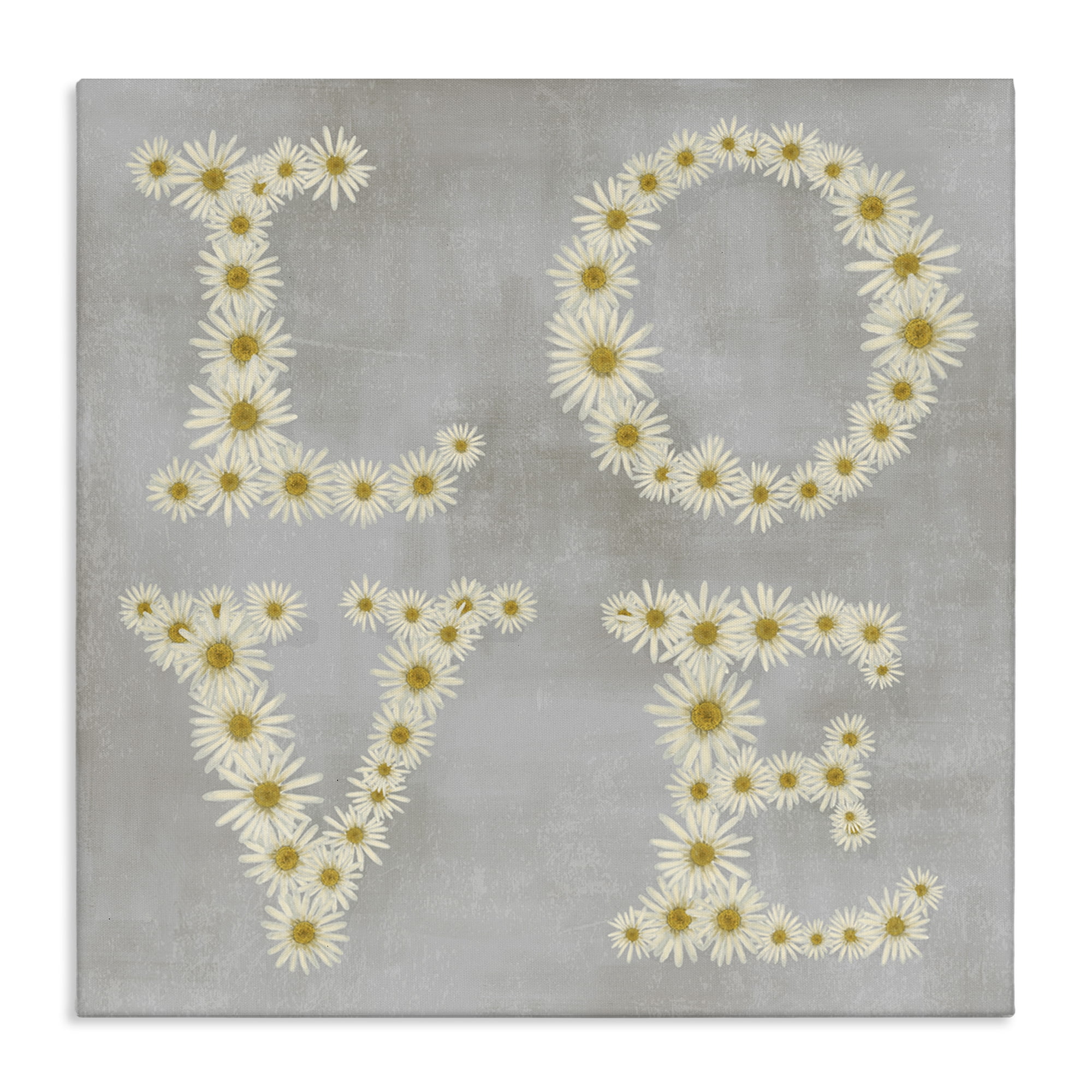 Stupell Industries Love Daisy Typography Plants & Flowers Painting Wrapped Canvas Art Print Wall Art, 17 x 17