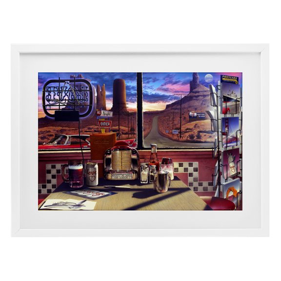 Stupell Industries Love Diner with Canyon View White Framed Print Under Glass design by Chris Consani, 17 x 23