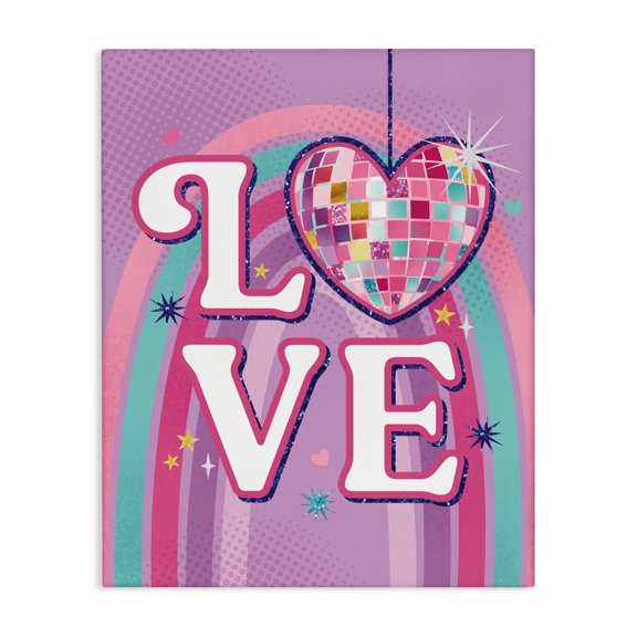 Stupell Industries Art Deco Love Disco Heart Rainbow Canvas Art, 24 x 30, by Courtney Morgenstern