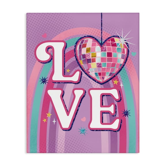 Stupell Industries Love Disco Heart Rainbow Canvas Wall Art design by Courtney Morgenstern, 40 x 30