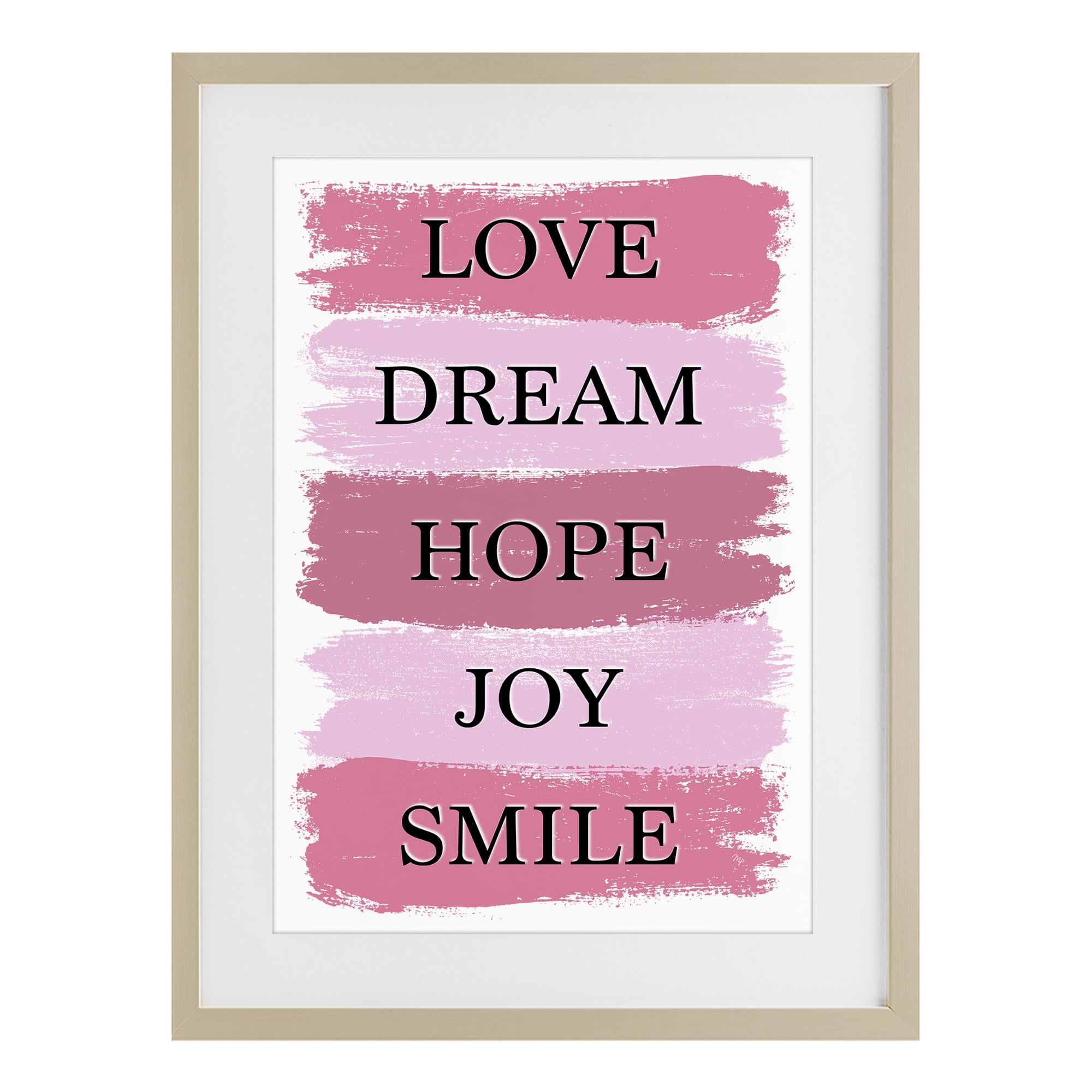 Stupell Industries Love Dream Hope Joy Smile Birch Framed Print Under Glass, design by Martina Pavlova
