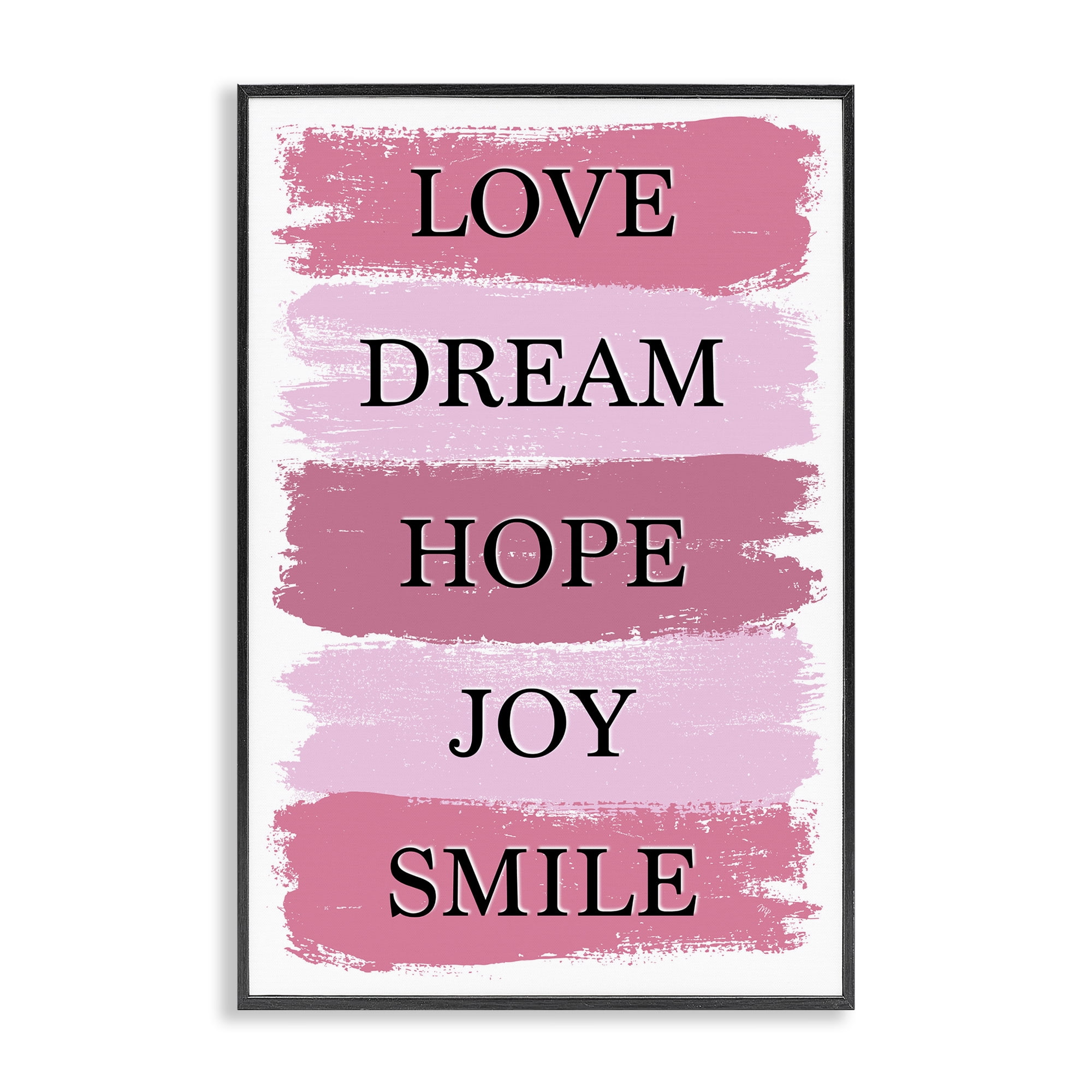 Stupell Industries Love Dream Hope Joy Smile Black Framed Giclee Art, design by Martina Pavlova