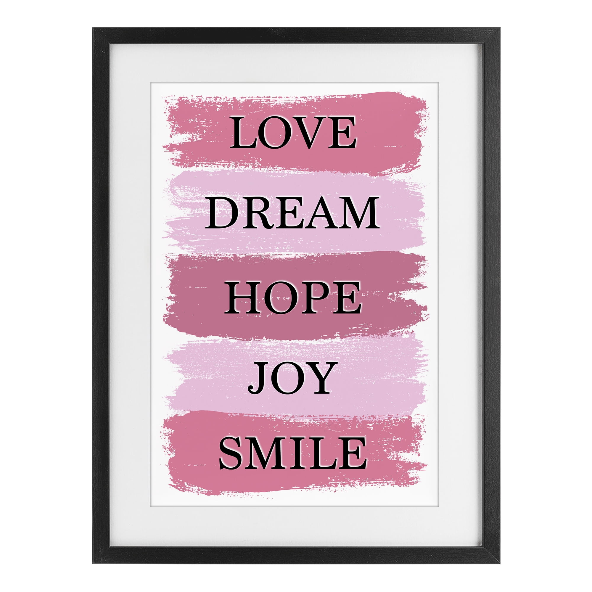 Stupell Industries Love Dream Hope Joy Smile Black Framed Print Under Glass, design by Martina Pavlova