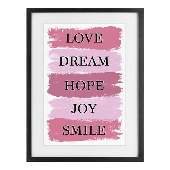 Stupell Industries Contemporary Love Dream Hope Joy Smile Black Framed Print Under Glass, 14 x 20, by Martina Pavlova