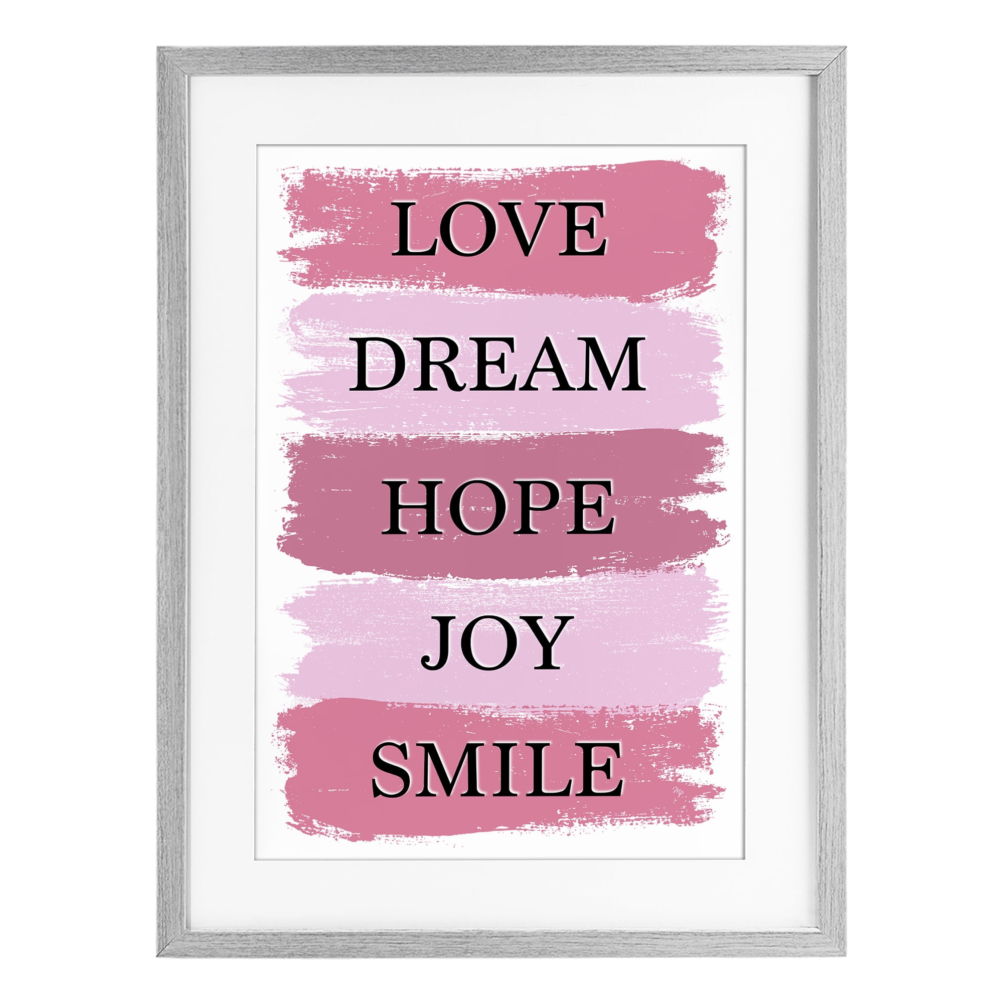 Stupell Industries Love Dream Hope Joy Smile Gray Framed Print Under Glass, design by Martina Pavlova