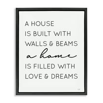 Stupell Industries Love & Dreams Sentiment Typography Painting Black Floater Framed Art Print Wall Art, 17 x 21