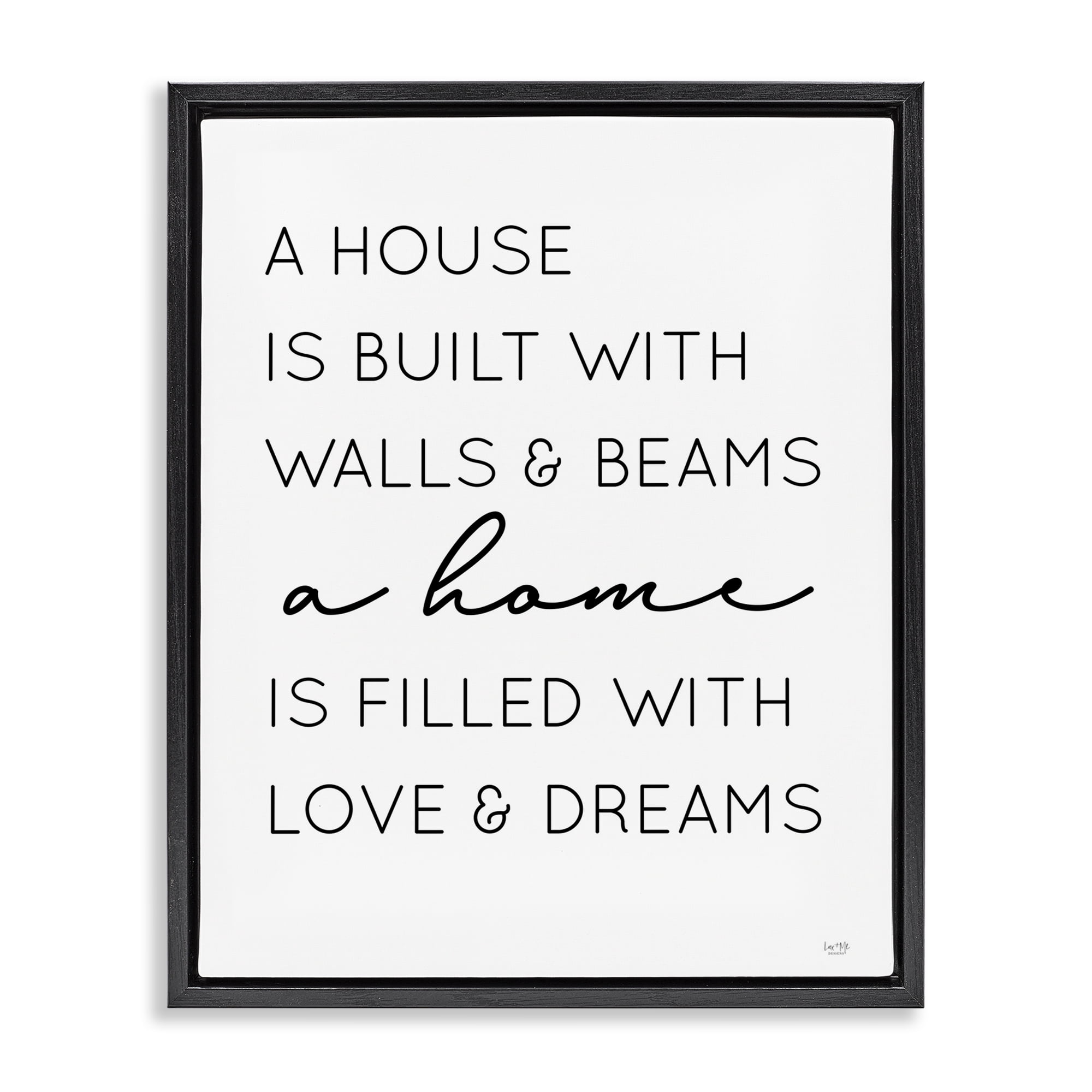 Stupell Industries Love & Dreams Sentiment Typography Painting Black Floater Framed Art Print Wall Art, 25 x 31