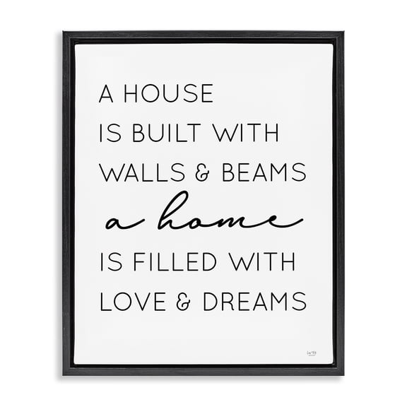 Stupell Industries Love & Dreams Sentiment Typography Painting Black Floater Framed Art Print Wall Art, 25 x 31