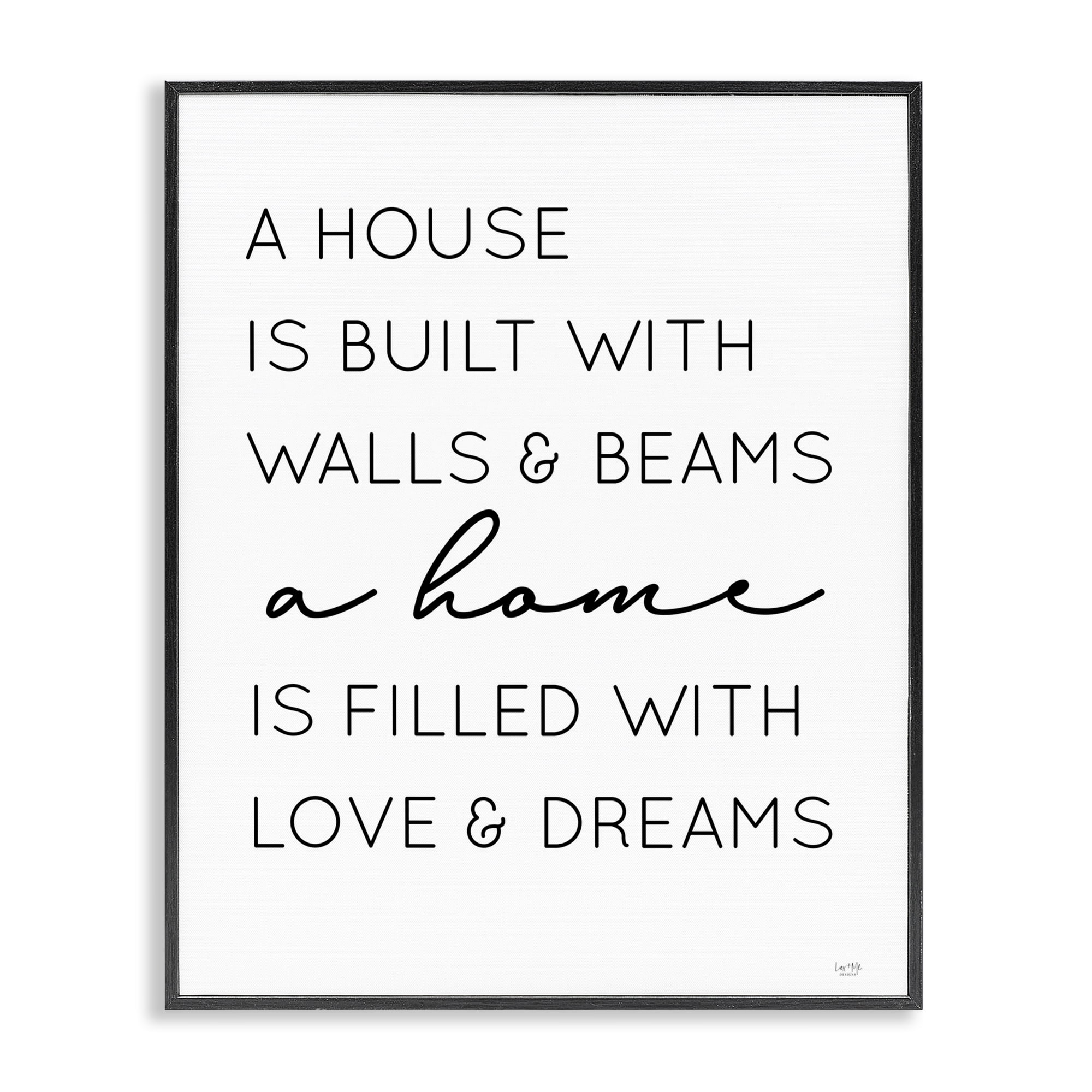 Stupell Industries Love & Dreams Sentiment Typography Painting Black Framed Art Print Wall Art, 16 x 20