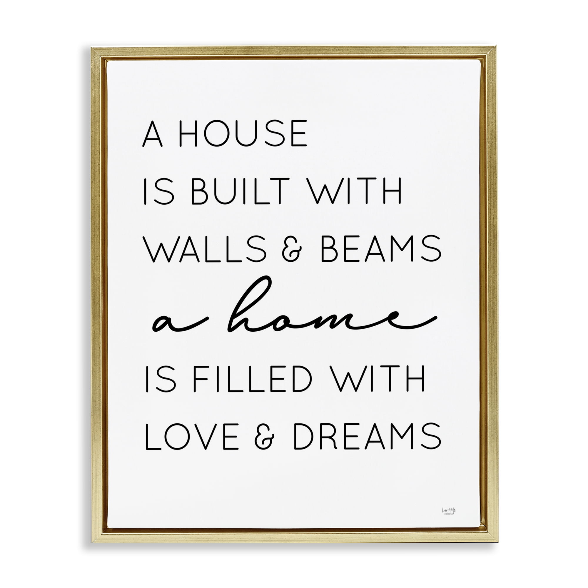 Stupell Industries Love & Dreams Sentiment Typography Painting Gold Floater Framed Art Print Wall Art, 25 x 31