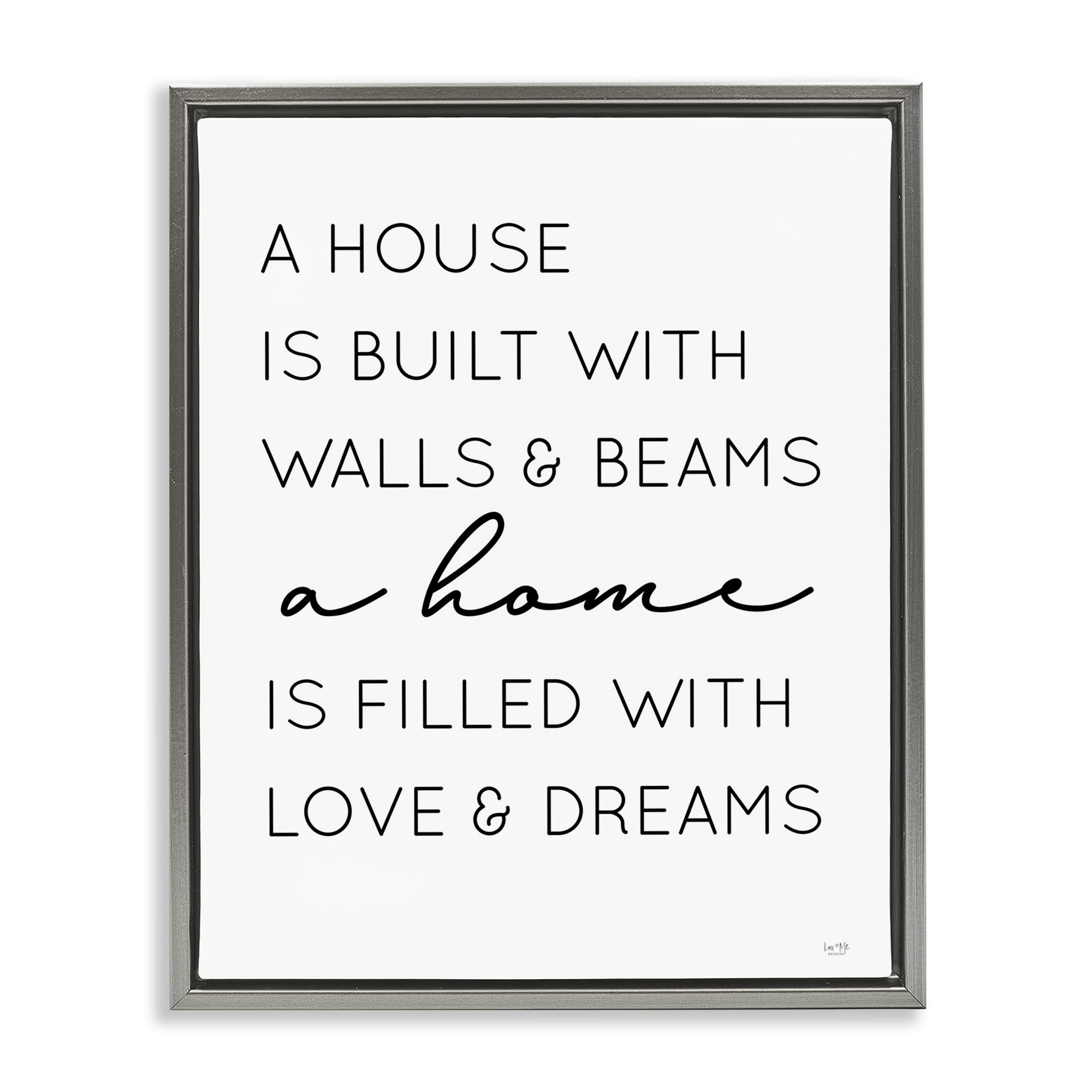 Stupell Industries Love & Dreams Sentiment Typography Painting Gray Floater Framed Art Print Wall Art, 17 x 21