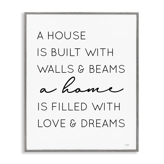 Stupell Industries Modern Love & Dreams Sentiment Gray Framed Giclee Art, 11 x 14, by Lux + Me Designs