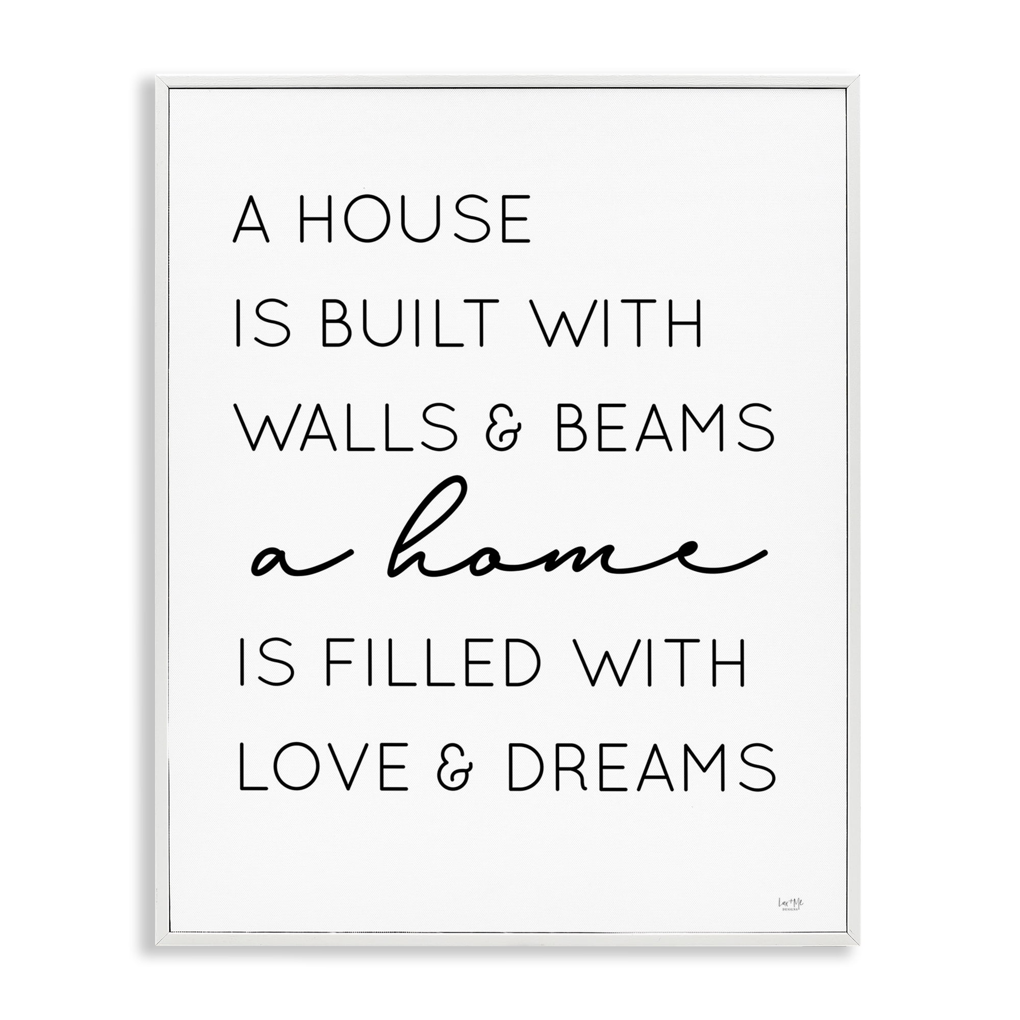Stupell Industries Love & Dreams Sentiment Typography Painting White Framed Art Print Wall Art, 16 x 20
