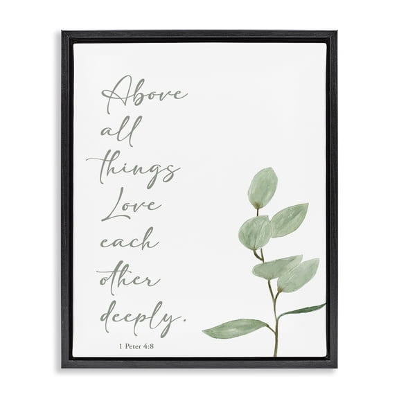 Stupell Industries Love Each Other Deeply Inspirational Painting Black Floater Framed Canvas Art Print Wall Art, 17 x 21