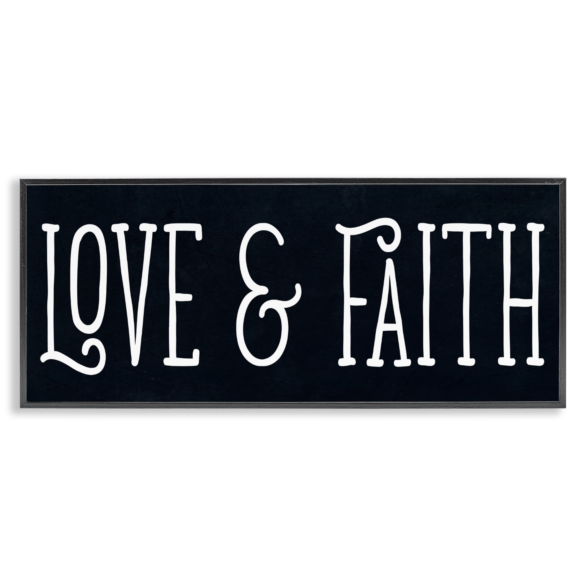 Stupell Industries Love & Faith on Black Black Framed Giclee Art, design by SD Graphics Studio