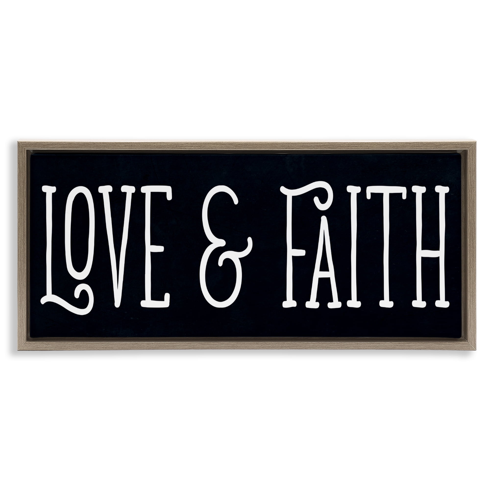Stupell Industries Love & Faith on Black Brown Framed Floater Canvas Wall Art, design by SD Graphics Studio