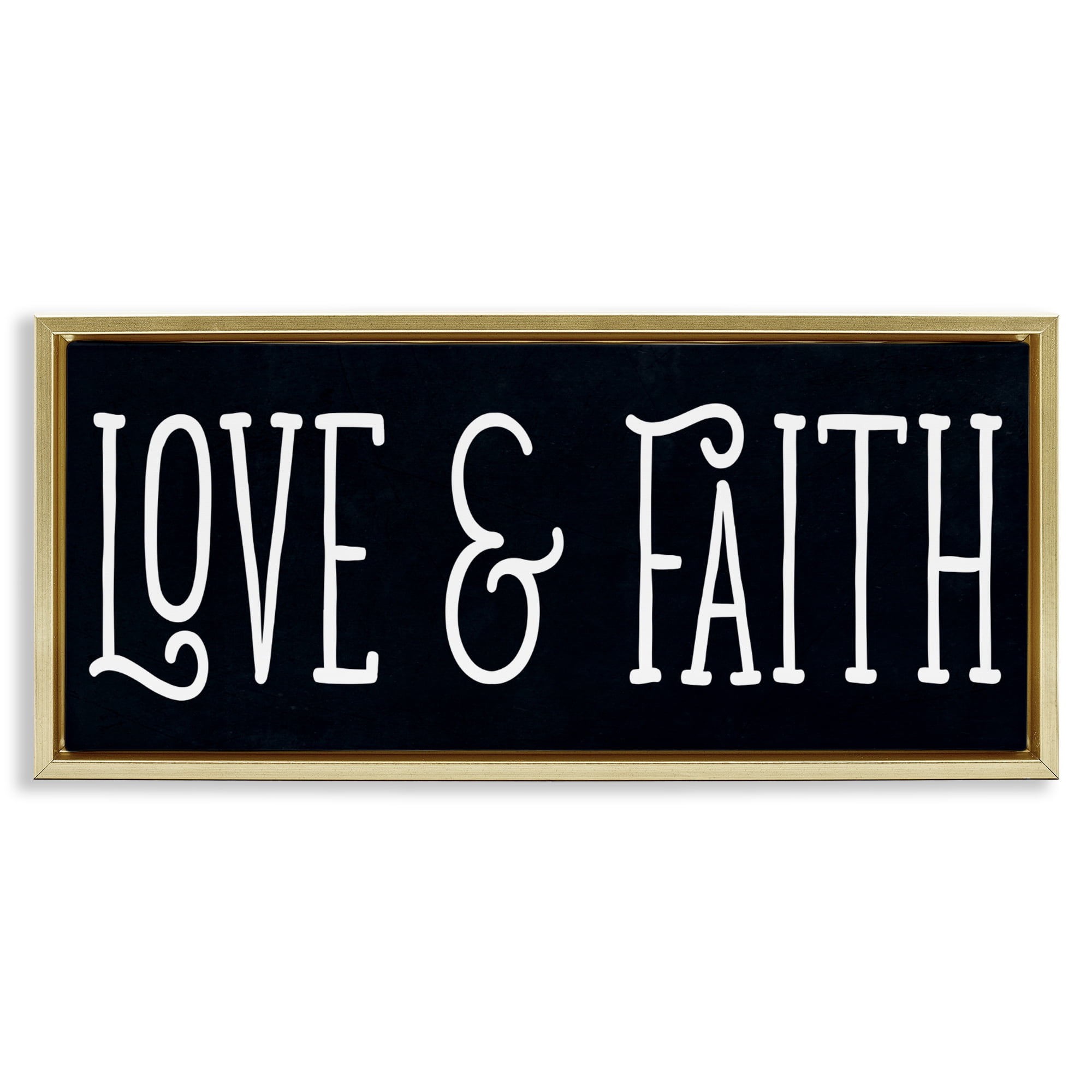 Stupell Industries Love & Faith on Black Gold Framed Floater Canvas Wall Art, design by SD Graphics Studio