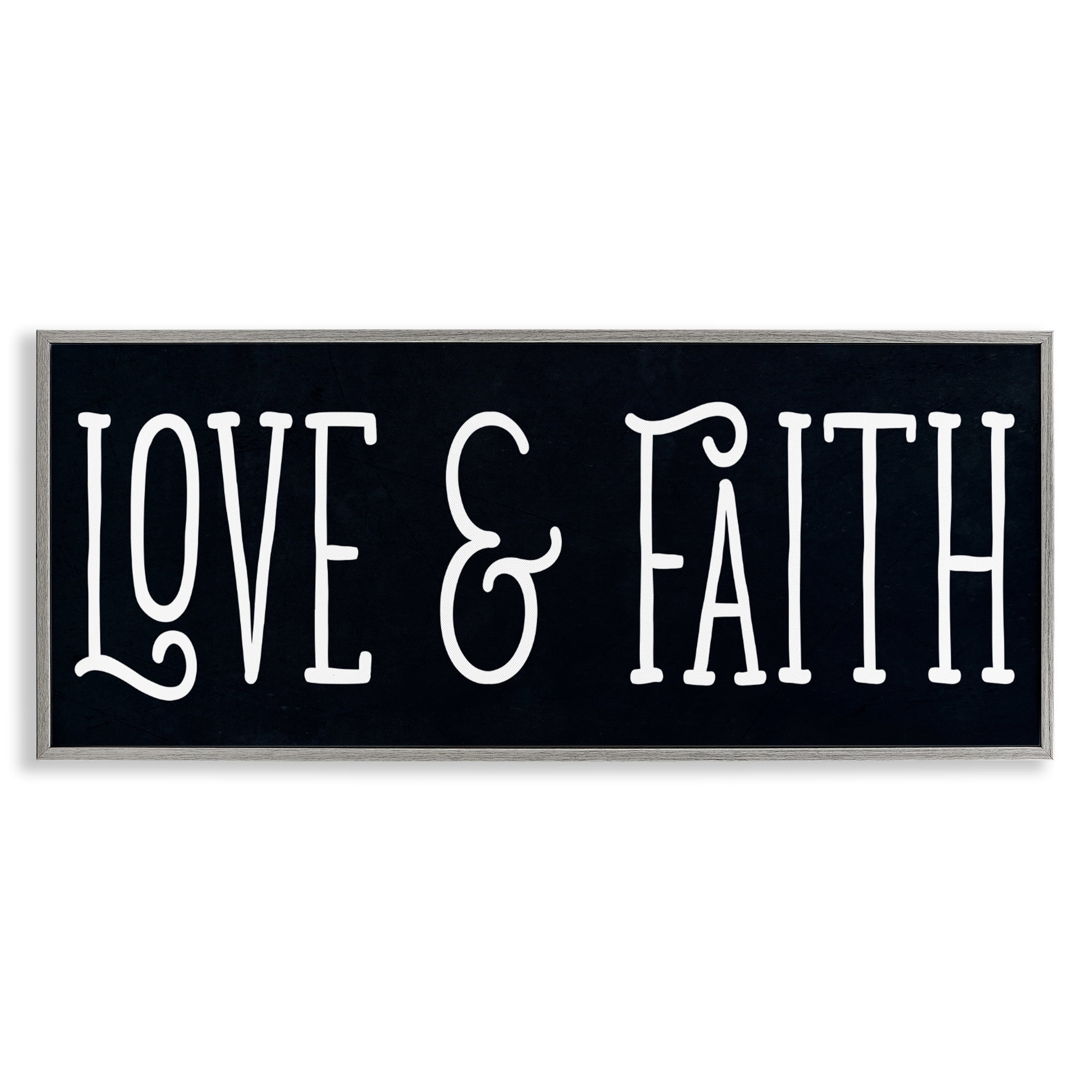 Stupell Industries Love & Faith on Black Gray Framed Giclee Art, design by SD Graphics Studio