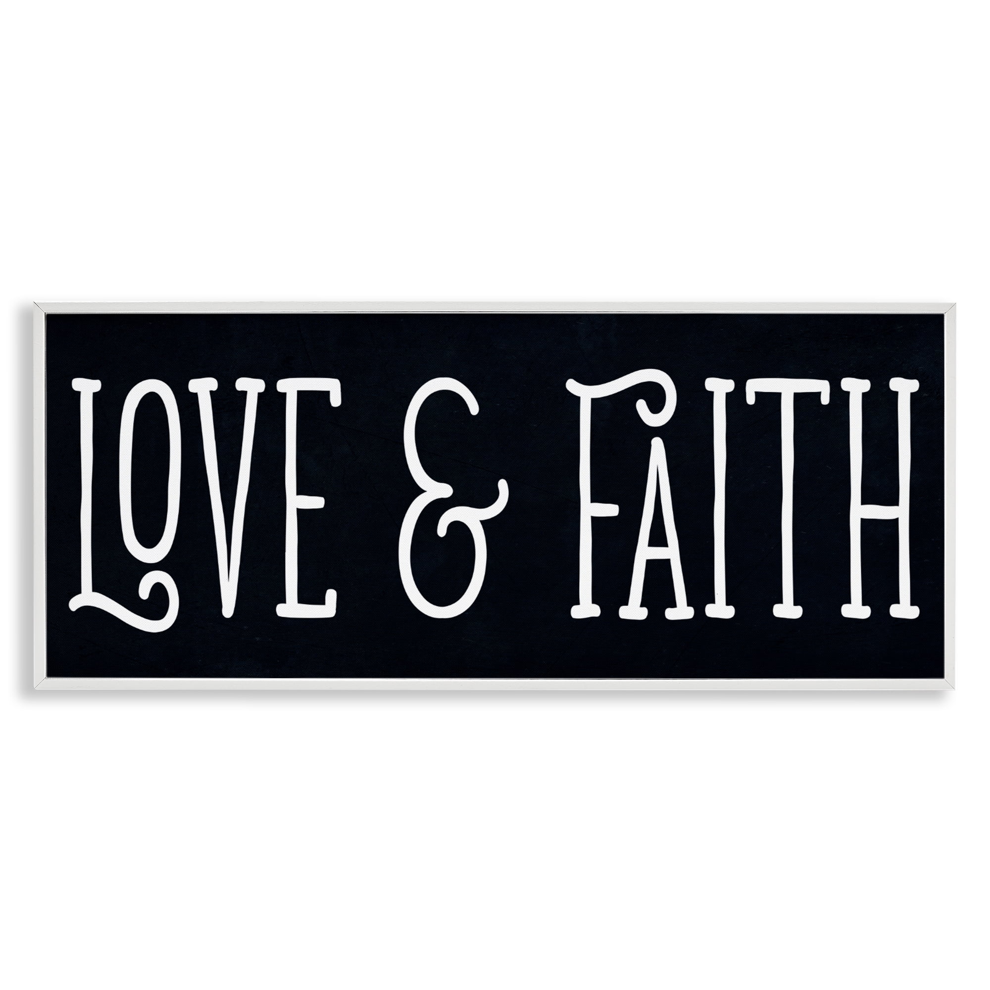 Stupell Industries Love & Faith on Black White Framed Giclee Art, design by SD Graphics Studio