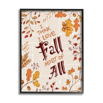 Stupell Industries Love Fall Leaf Border Botanical & Floral Painting Black Framed Art Print Wall Art, 11 x 14