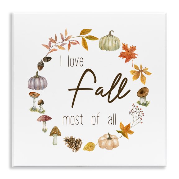 Love Fall Most Wreath Wall Plaque Art, 12 x 12, Made In USA