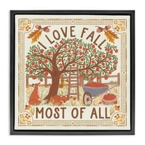 Stupell Industries Love Fall Scenery Landscape Painting Black Floater Framed Art Print Wall Art, 18 x 18