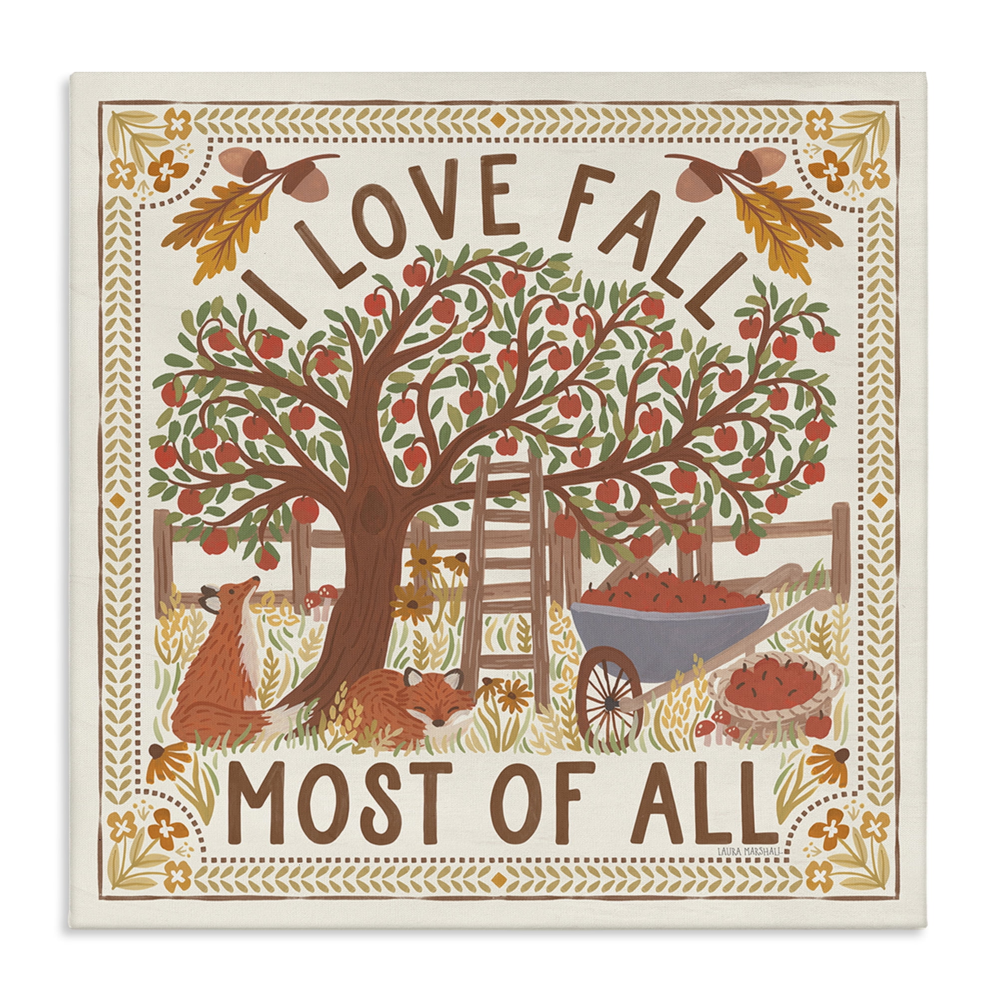 Stupell Industries Love Fall Scenery Landscape Painting Gallery Wrapped Canvas Art Print Wall Art, 30 x 30
