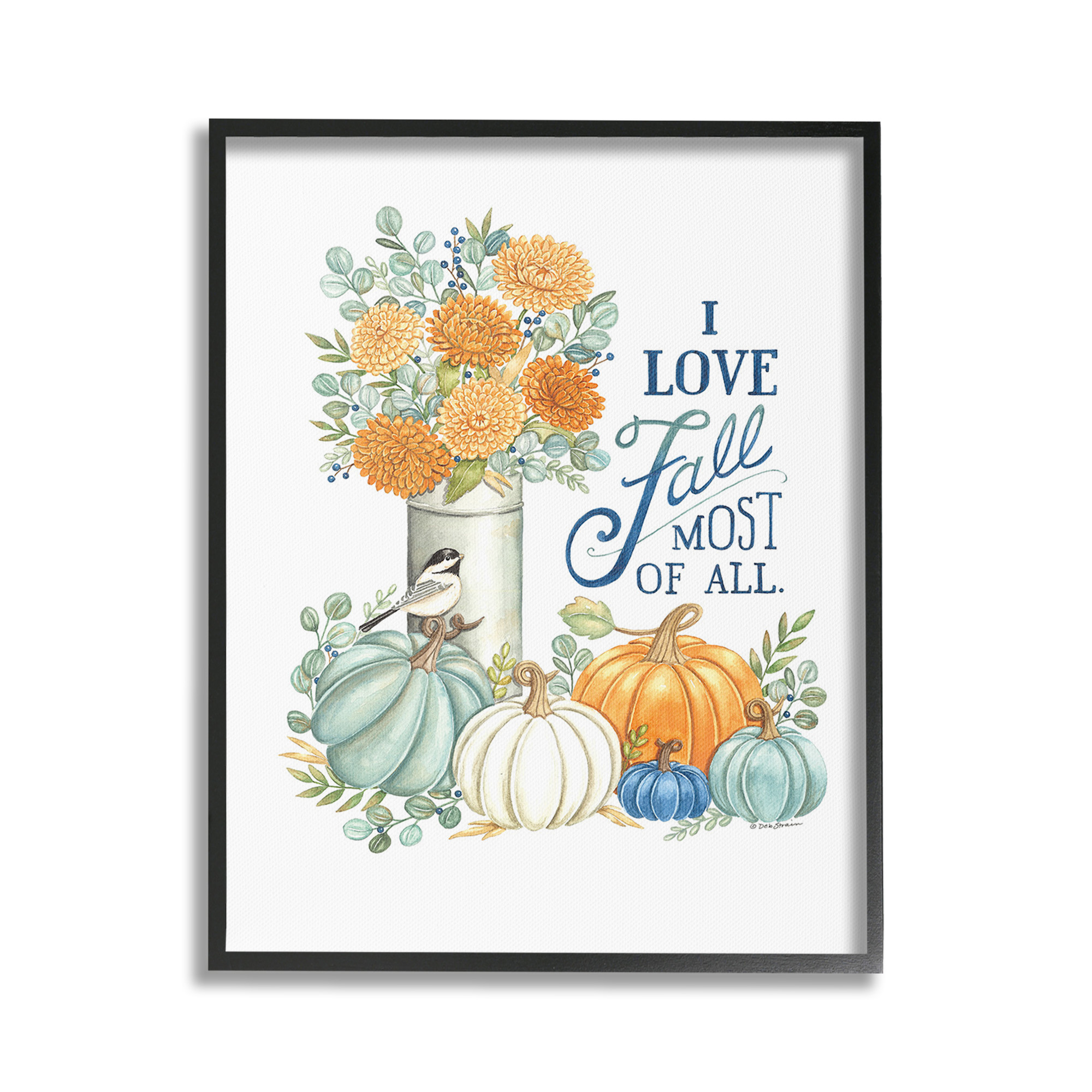 Stupell Industries Love Fall Still Life Holiday Painting Black Framed Art Print Wall Art, 16 x 20