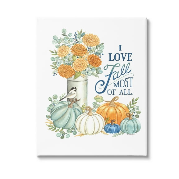 Stupell Industries Love Fall Still Life Holiday Painting Gallery Wrapped Canvas Art Print Wall Art, 16 x 20