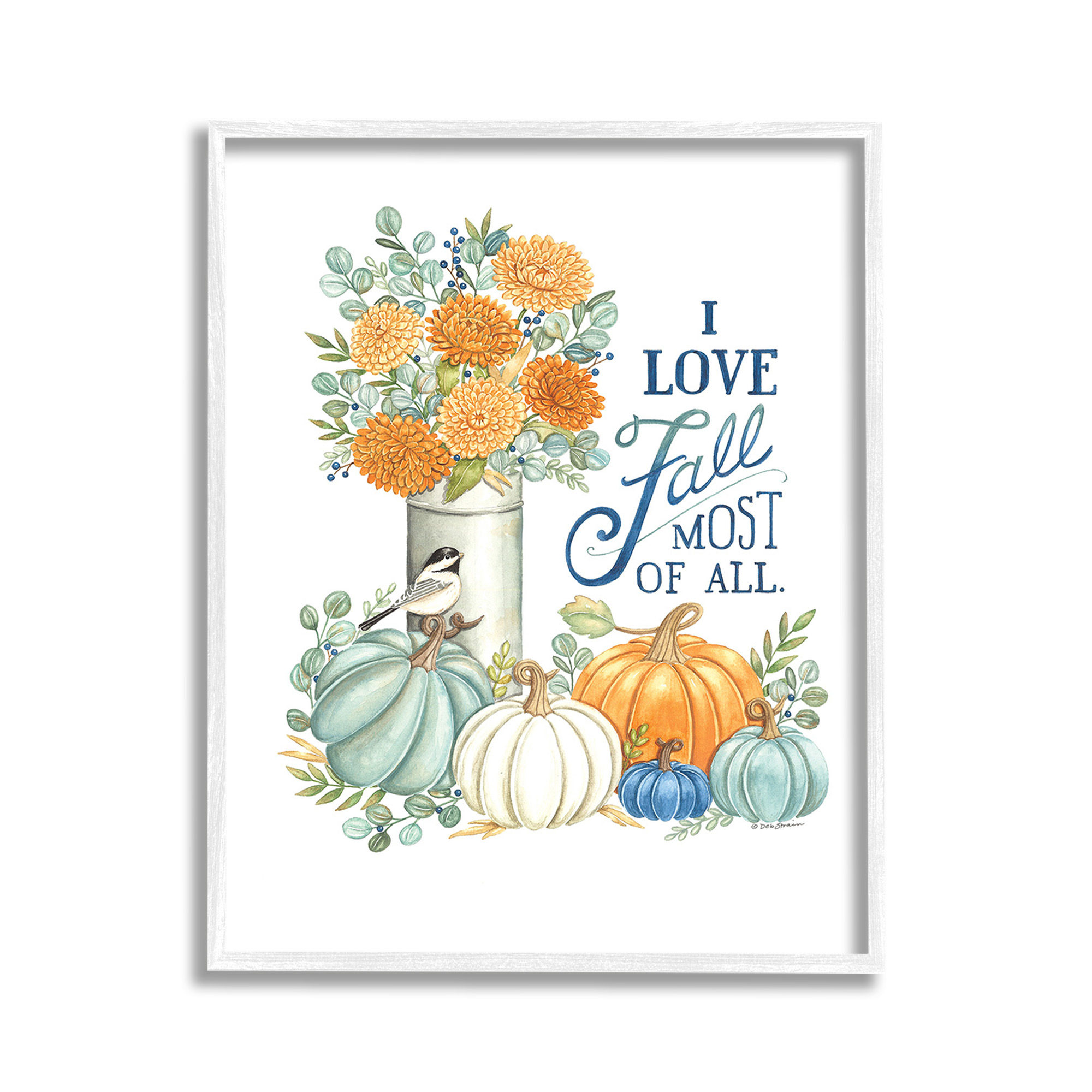Stupell Industries Love Fall Still Life Holiday Painting White Framed Art Print Wall Art, 11 x 14