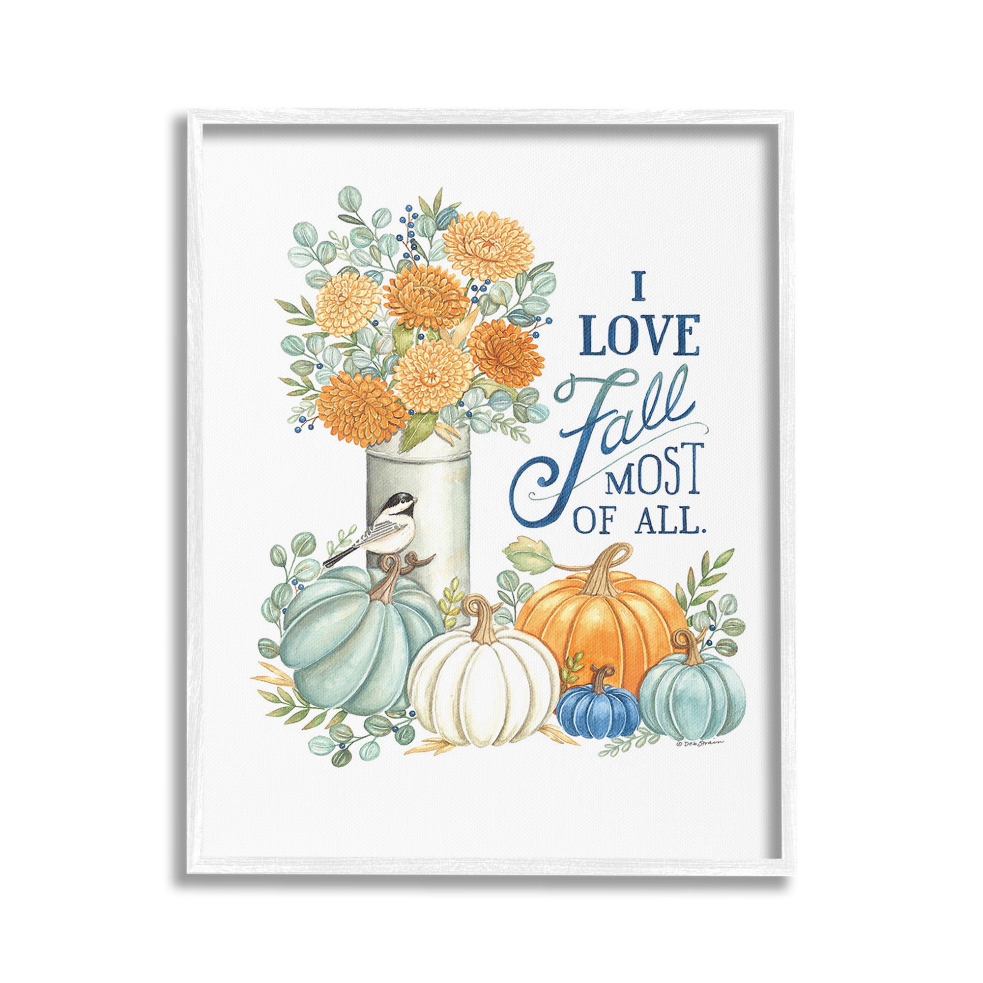 Stupell Industries Love Fall Still Life Holiday Painting White Framed Art Print Wall Art, 24 x 30