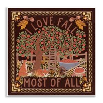 Stupell Industries Love Fall on Brown Landscape Painting Unframed Art Print Wall Art, 12 x 12