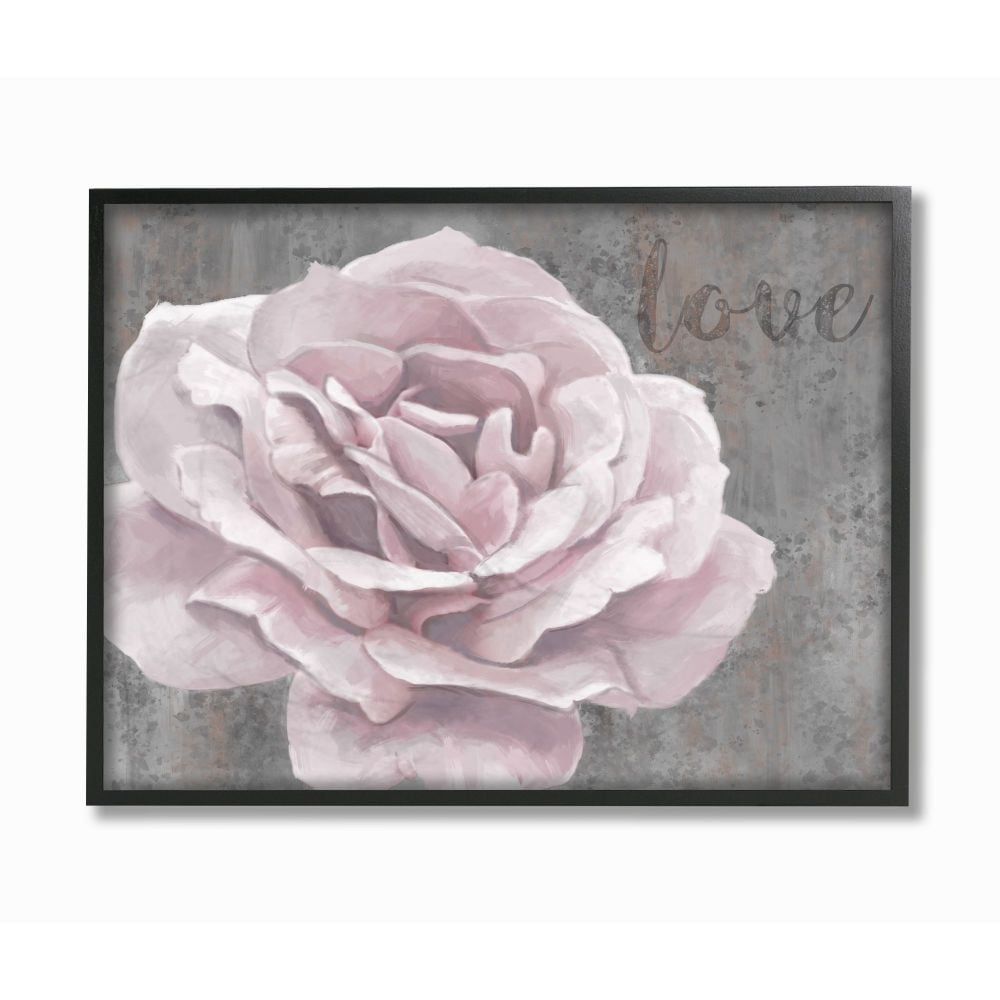 Stupell Industries Love Flower Pink Gray Texture Painting Framed Wall Art by Ziwei Li