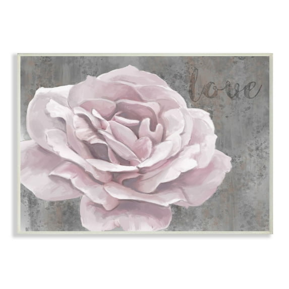 Stupell Industries Love Flower Pink Gray Texture Painting Wall Plaque by Ziwei Li