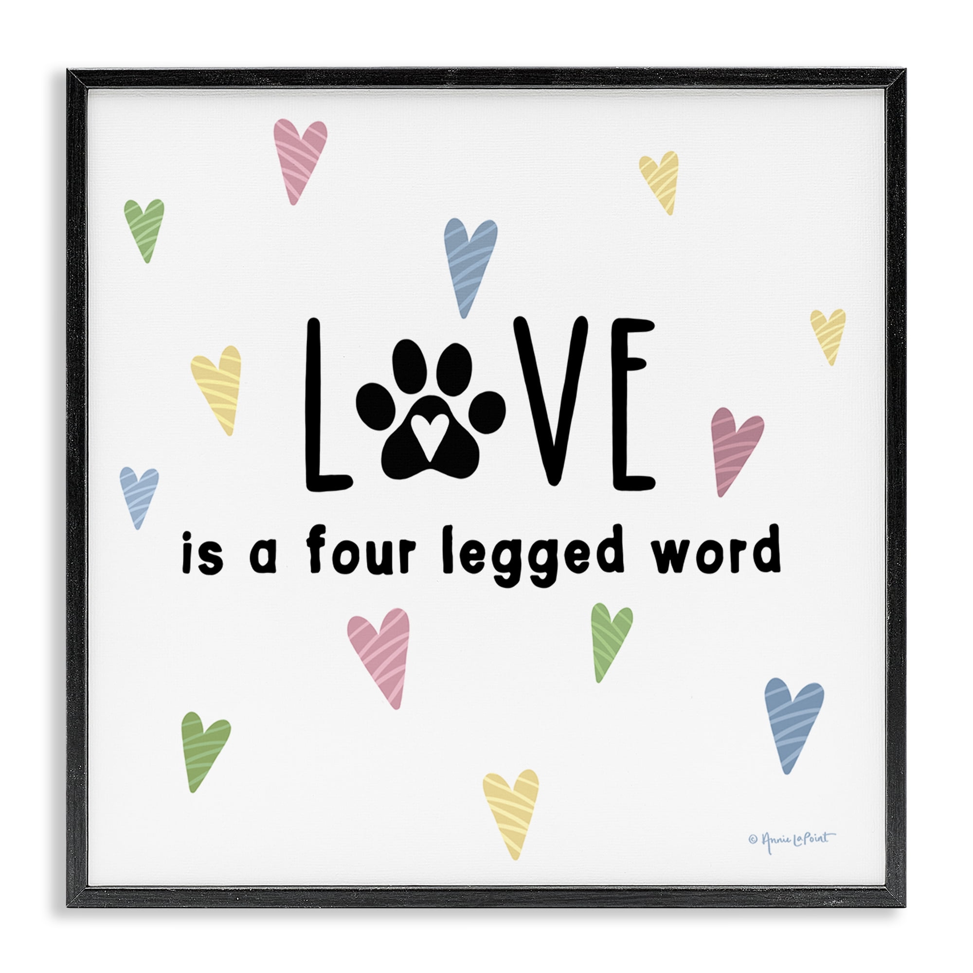 Stupell Industries Love Four Legged Novelty & Humor Painting Black Framed Art Print Wall Art, 12 x 12