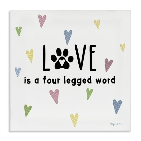 Stupell Industries Love Four Legged Novelty & Humor Painting Wrapped Canvas Art Print Wall Art, 17 x 17