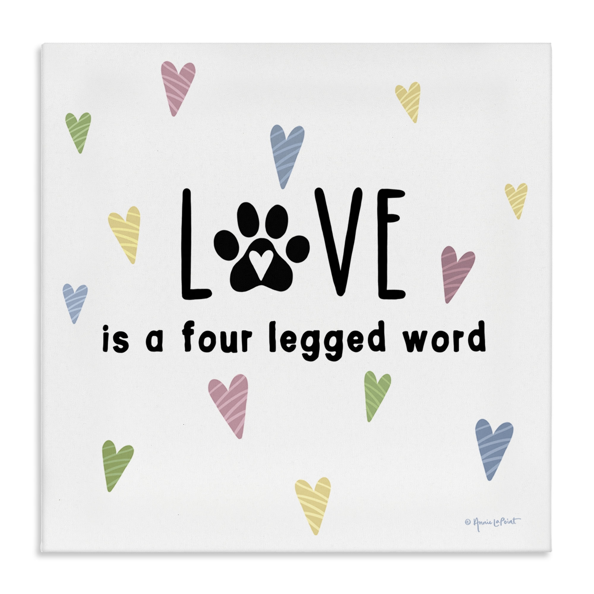 Stupell Industries Love Four Legged Novelty & Humor Painting Wrapped Canvas Art Print Wall Art, 24 x 24