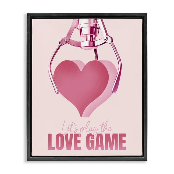 Stupell Industries Love Game with Heart Typography Painting Black Floater Framed Art Print Wall Art, 25 x 31